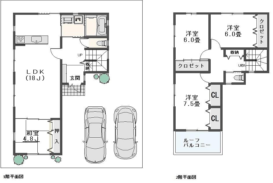 Floor plan. 61,800,000 yen, 4LDK, Land area 145.68 sq m , First floor LDK is about 18 Pledge of building area 109.6 sq m Japanese-style More