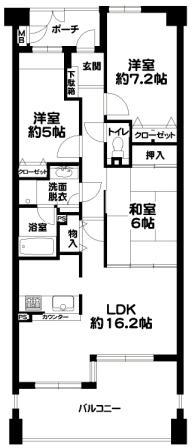 Floor plan. 3LDK, Price 25,800,000 yen, Occupied area 76.95 sq m , Balcony area 15 sq m