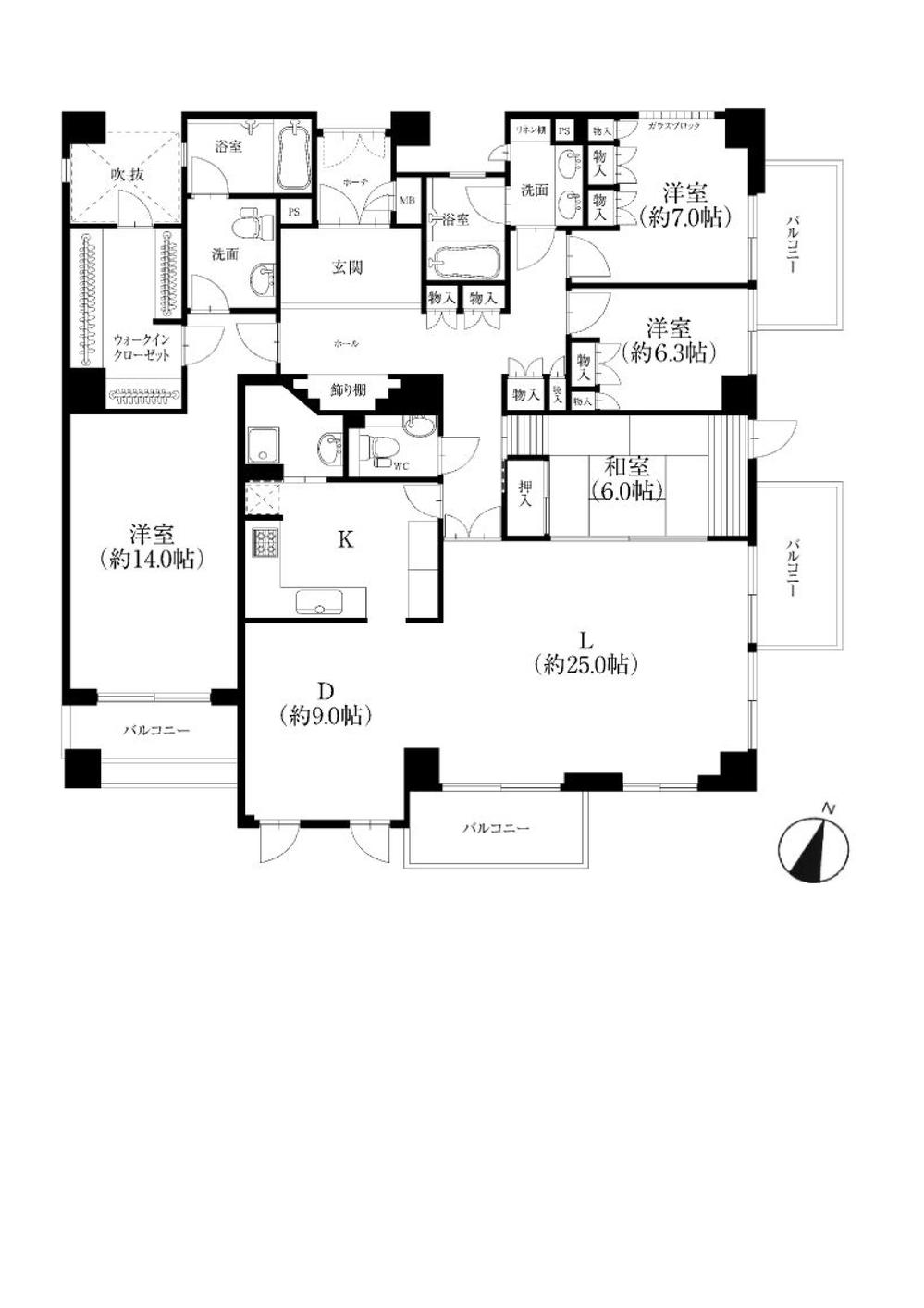 Floor plan. 4LDK, Price 66,800,000 yen, The area occupied 199.4 sq m , Balcony area 30.06 sq m