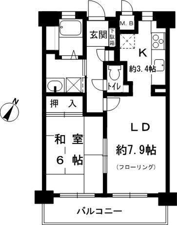 Floor plan. 1LDK, Price 20.8 million yen, Occupied area 42.11 sq m , Balcony area 6.99 sq m