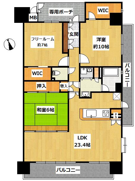 Floor plan. 3LDK, Price 39,800,000 yen, Footprint 118.49 sq m , Balcony area 26.06 sq m