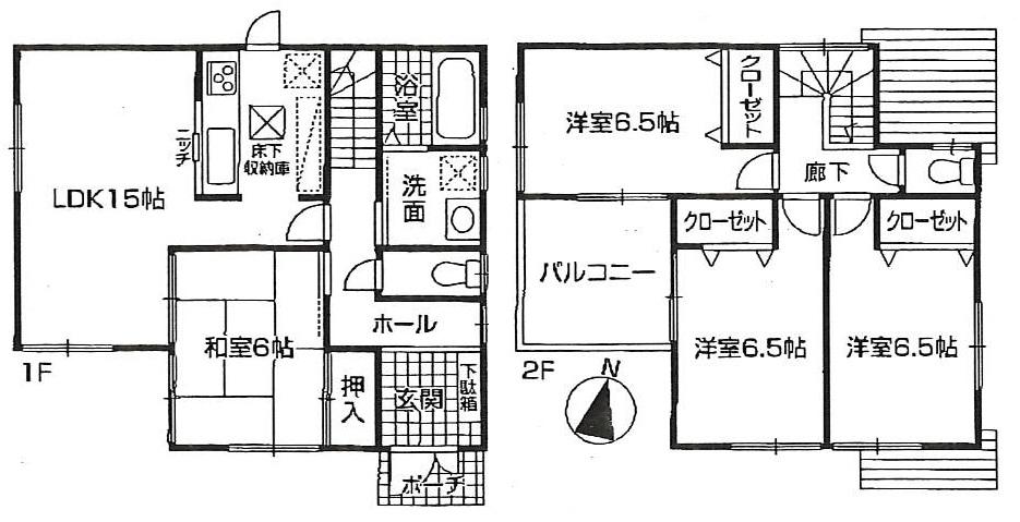 Floor plan. 20.8 million yen, 4LDK, Land area 206.02 sq m , Building area 96.39 sq m