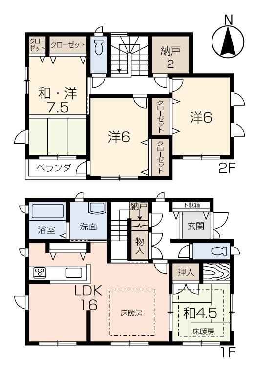 Floor plan. 25,500,000 yen, 4LDK + S (storeroom), Land area 164.52 sq m , Building area 102.68 sq m