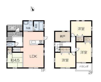 Floor plan. 22,200,000 yen, 4LDK + S (storeroom), Land area 132.25 sq m , Building area 91.91 sq m