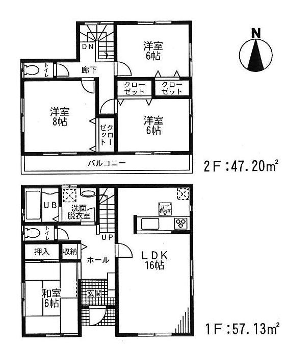 Floor plan. (No. 2 Phase -6), Price 17.8 million yen, 4LDK, Land area 144.18 sq m , Building area 104.33 sq m