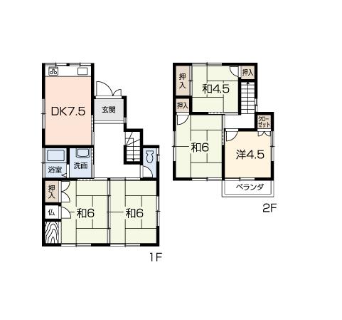 Floor plan. 13.8 million yen, 5DK, Land area 121.83 sq m , Building area 85.28 sq m 5DK