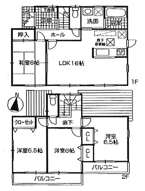 Floor plan. (No. 1), Price 21,800,000 yen, 4LDK, Land area 121.86 sq m , Building area 95.58 sq m