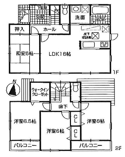 Floor plan. (No. 2), Price 21,800,000 yen, 4LDK, Land area 122.05 sq m , Building area 96.39 sq m