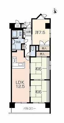 Floor plan. 3LDK, Price 9.8 million yen, Occupied area 74.19 sq m , Balcony area 8.85 sq m Floor