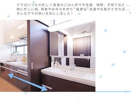 Wash basin, toilet. Wash room and kitchen that can be back and forth at the shortest distance! I'm glad plan to busy mom.