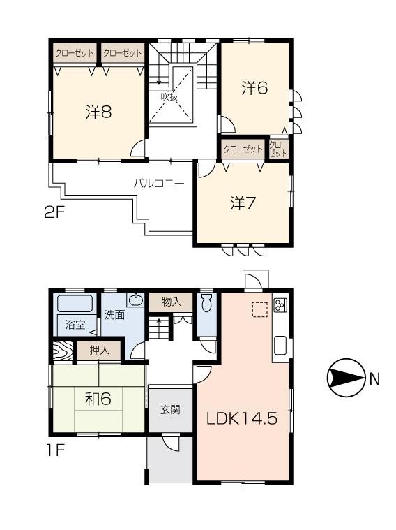 Floor plan. 17.5 million yen, 4LDK, Land area 106.72 sq m , Building area 106.72 sq m