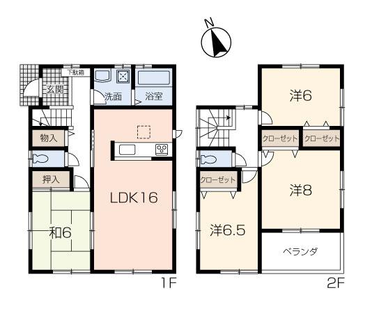 Floor plan. 22,800,000 yen, 4LDK, Land area 132.55 sq m , Building area 103.5 sq m 1 No. ground floor plan