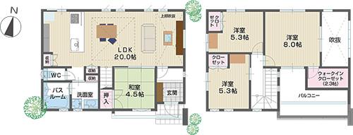 31,800,000 yen, 4LDK, Land area 122.15 sq m , Building area 99.78 sq m gatherings space is spacious 20 Pledge. It will be the space a feeling of opening in the atrium and sash