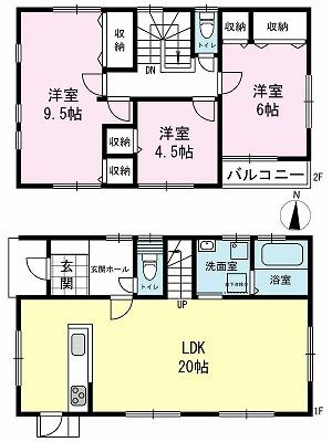 Floor plan. 16,900,000 yen, 3LDK, Land area 132.24 sq m , Building area 95.22 sq m