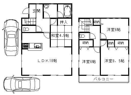 Floor plan. 19,800,000 yen, 4LDK, Land area 126.62 sq m , Building area 99.63 sq m