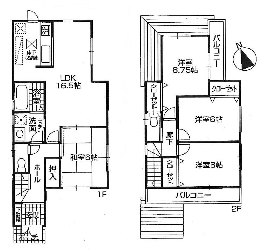 Floor plan. 20.8 million yen, 4LDK, Land area 134.5 sq m , Building area 95.58 sq m