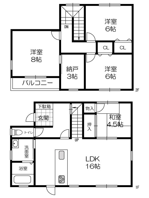 Floor plan. 19,800,000 yen, 4LDK, Land area 126.46 sq m , Building area 102.67 sq m