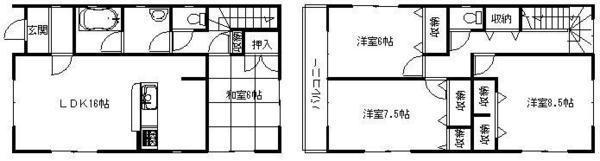 Floor plan. 17.8 million yen, 4LDK, Land area 129.28 sq m , Building area 105.3 sq m
