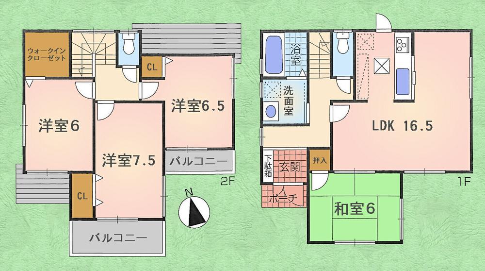 Floor plan. 20.8 million yen, 4LDK, Land area 154.6 sq m , Building area 98.82 sq m