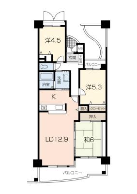 Floor plan. 3LDK, Price 7.8 million yen, Occupied area 72.23 sq m , Balcony area 11.88 sq m