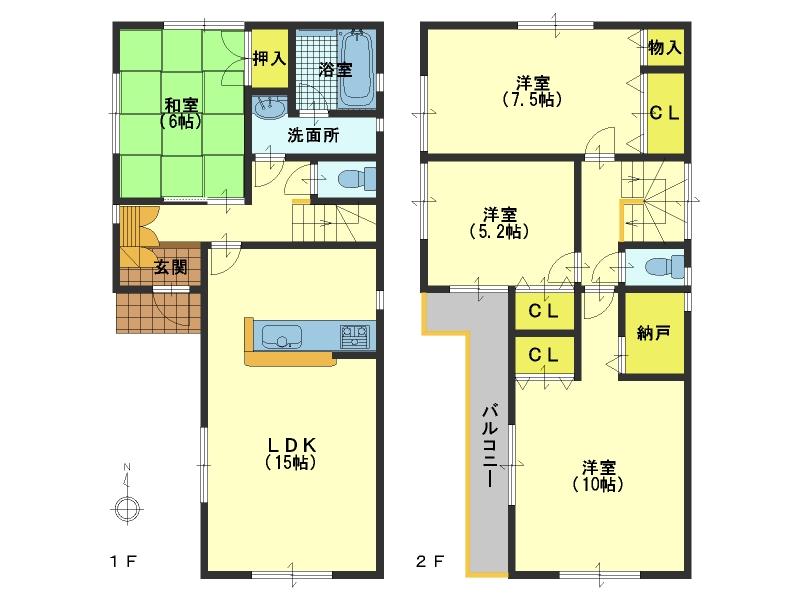 Floor plan. (1 Building), Price 18,800,000 yen, 4LDK, Land area 124.97 sq m , Building area 100.03 sq m