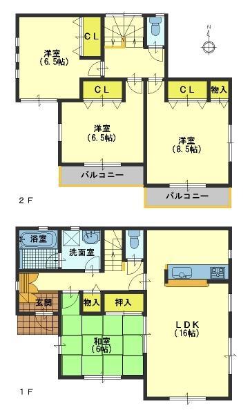 Floor plan. (Building 2), Price 22,800,000 yen, 4LDK, Land area 167.34 sq m , Building area 102.46 sq m