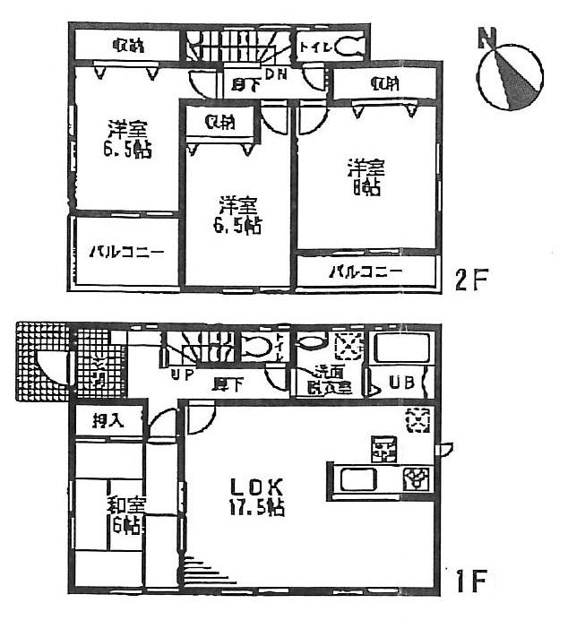 Floor plan. (1 Building), Price 24,800,000 yen, 4LDK, Land area 150.8 sq m , Building area 105.98 sq m