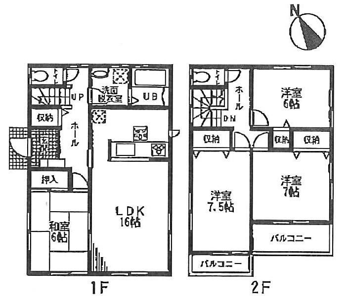 Floor plan. (Building 2), Price 25,900,000 yen, 4LDK, Land area 135.03 sq m , Building area 105.16 sq m
