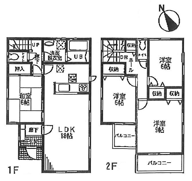 Floor plan. (3 Building), Price 24,800,000 yen, 4LDK, Land area 135.11 sq m , Building area 105.98 sq m
