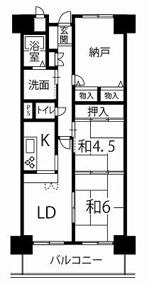Floor plan. 3LDK, Price 8.8 million yen, Occupied area 63.89 sq m , Balcony area 8.96 sq m