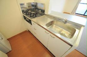 Kitchen. Also spread the width of the dishes with a grill in the 3-burner stove.