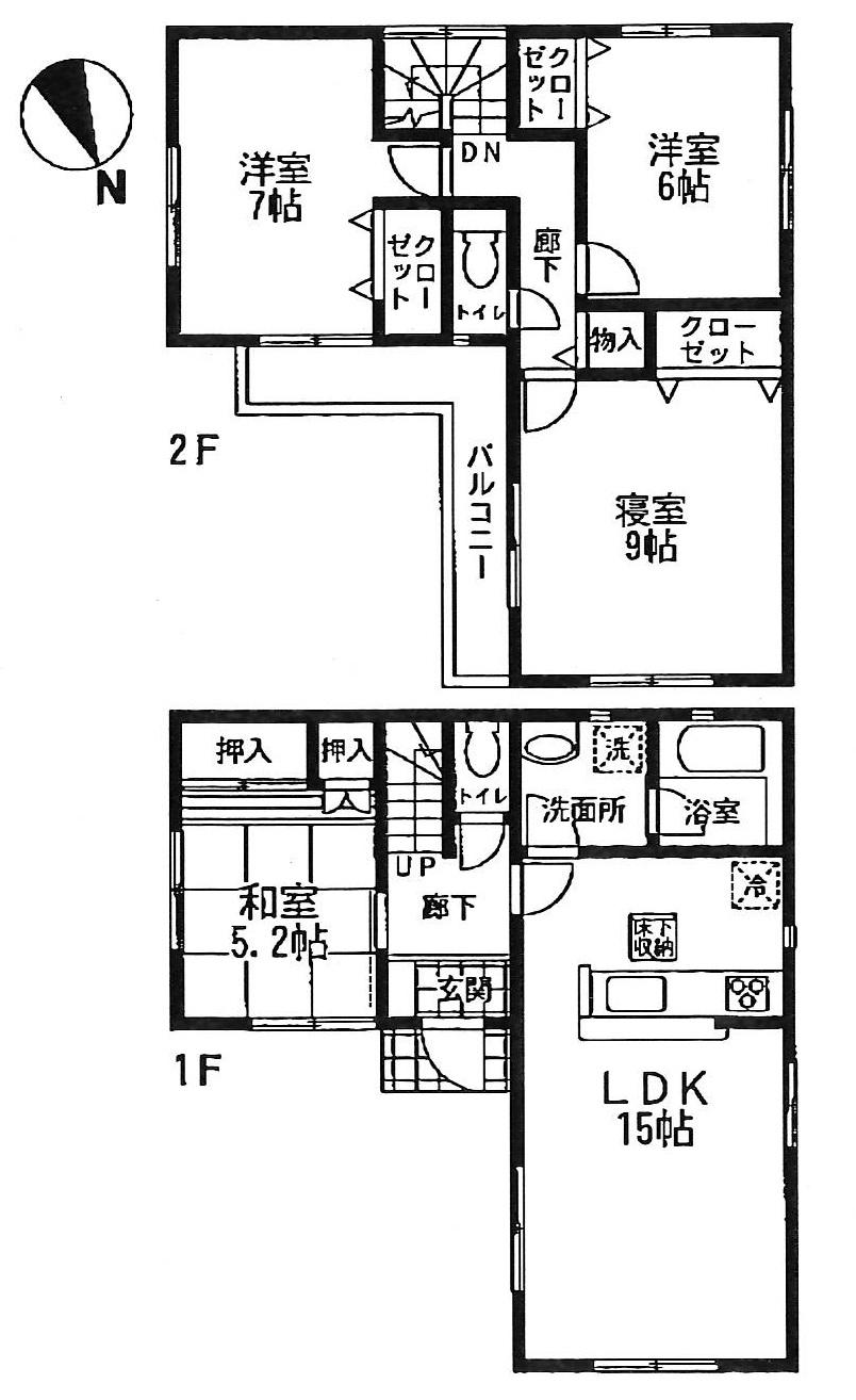 Floor plan. (3 Building), Price 19,800,000 yen, 4LDK, Land area 112.6 sq m , Building area 97.6 sq m