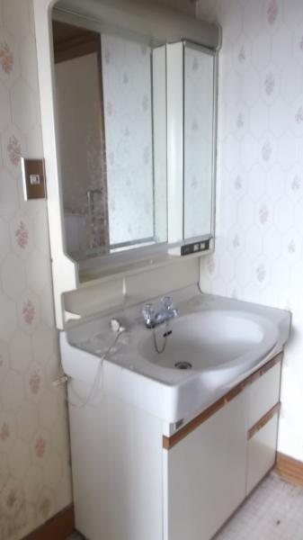 Wash basin, toilet. Vanity exchange plan (renovation before photo)