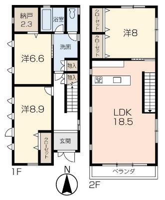 Floor plan. 14.8 million yen, 3LDK, Land area 145.3 sq m , Building area 104.48 sq m