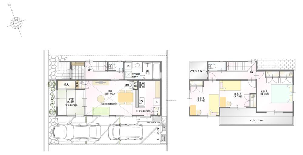 Building plan example (floor plan). Building plan example (No. 27 locations) 4LDK, Land price 19,466,000 yen, Land area 100.01 sq m , Building price 18,090,000 yen, Building area 94.27 sq m