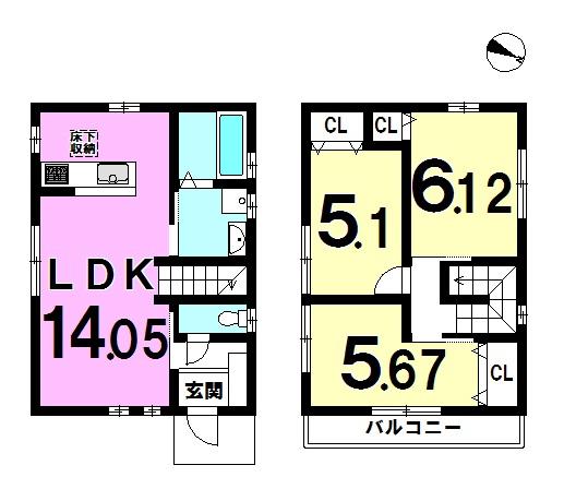 Floor plan. 30,800,000 yen, 3LDK, Land area 100.94 sq m , Is a floor plan of the building area 72.86 sq m 3LDK! 