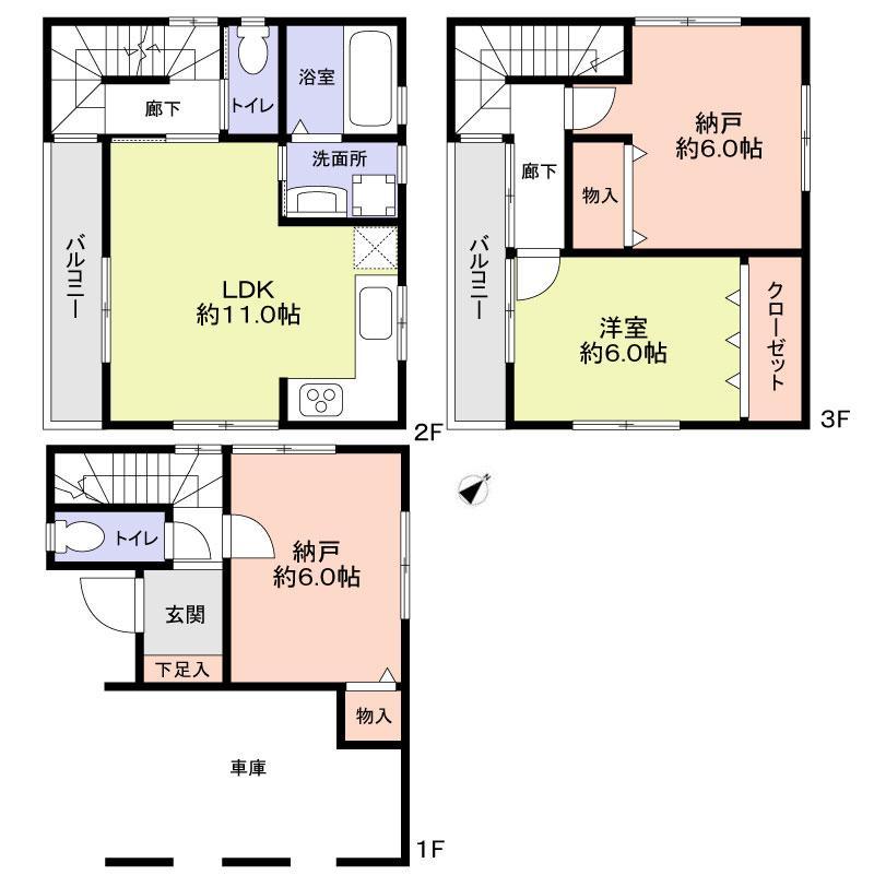 Floor plan. 22 million yen, 1LDK + 2S (storeroom), Land area 50 sq m , Building area 77.76 sq m