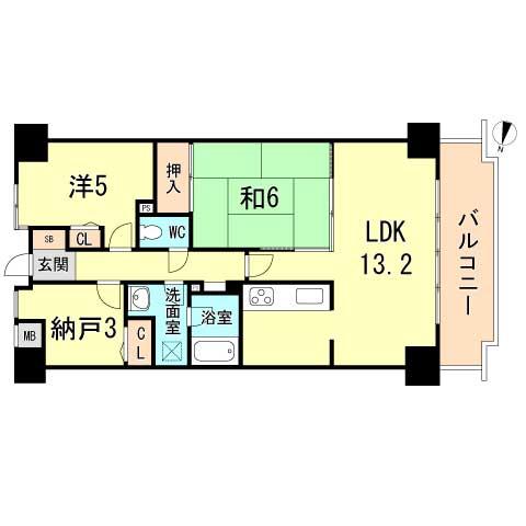 Floor plan. 2LDK+S, Price 11.8 million yen, Occupied area 59.12 sq m , Balcony area 7.68 sq m