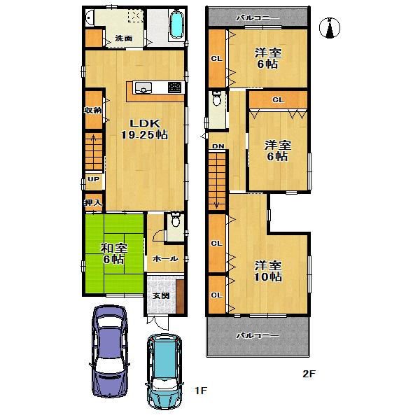 Floor plan. (E No. land plan), Price 33,900,000 yen, 4LDK, Land area 115.71 sq m , Building area 115.83 sq m