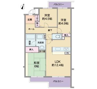 Floor plan. 3LDK, Price 13.5 million yen, Occupied area 60.05 sq m , Balcony area 9.39 sq m