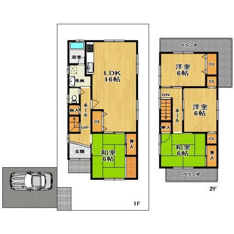 Floor plan. 22,800,000 yen, 4LDK, Land area 122.87 sq m , Building area 98.53 sq m all room 6 quires more