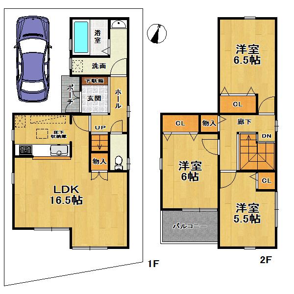 Floor plan. 26,900,000 yen, 3LDK, Land area 83.8 sq m , Balcony was a building area 84.24 sq m spacious is the charm of the plan. 