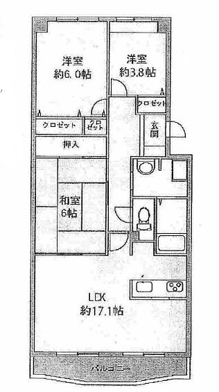 Floor plan. 3LDK, Price 13.8 million yen, Occupied area 77.92 sq m , Balcony area 9.63 sq m
