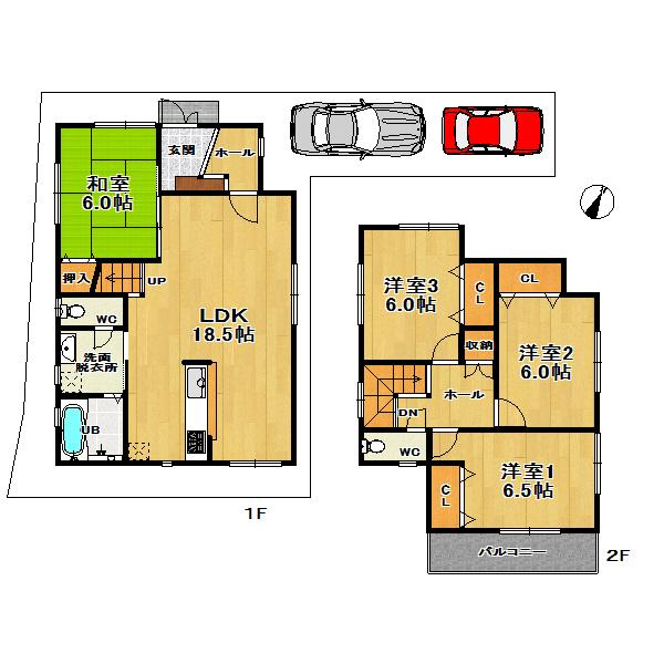 Floor plan. (No. 2 locations), Price 35,800,000 yen, 4LDK, Land area 118.52 sq m , Building area 98.82 sq m