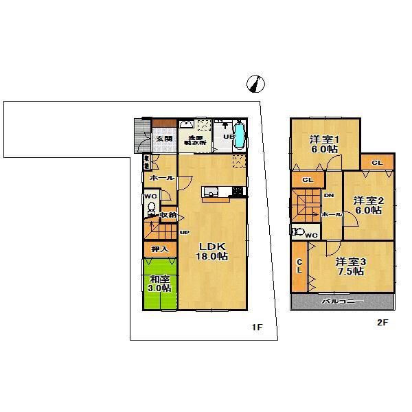 Floor plan. (No. 7 locations), Price 36,800,000 yen, 4LDK, Land area 125.24 sq m , Building area 98.01 sq m