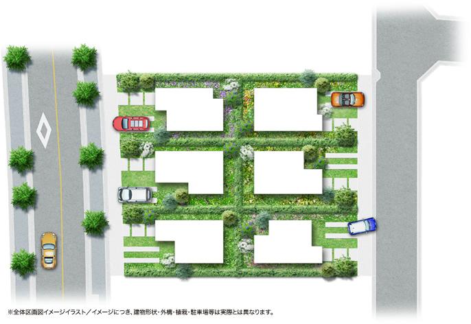 The entire compartment Figure. Garden detached land area is greater than or equal to a total compartment 120 square meters room. It is the "coal house" standard specification to clean the air. ( ※ The entire compartment view image illustrations)