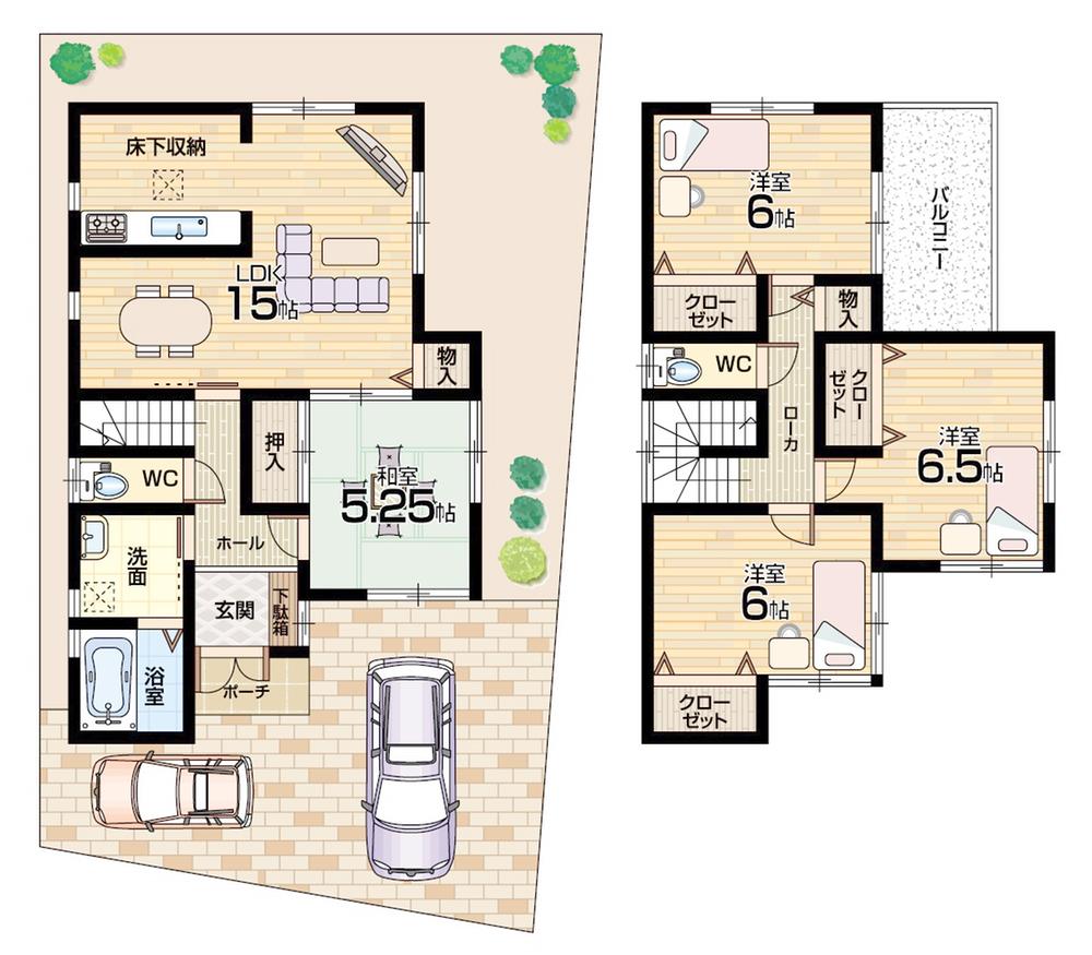 Floor plan. (No. 2 locations), Price 32,800,000 yen, 4LDK, Land area 106.08 sq m , Building area 94.36 sq m