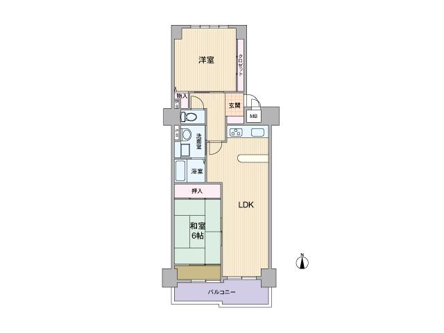 Floor plan. 2LDK, Price 13.8 million yen, Occupied area 70.69 sq m , Balcony area 8.64 sq m