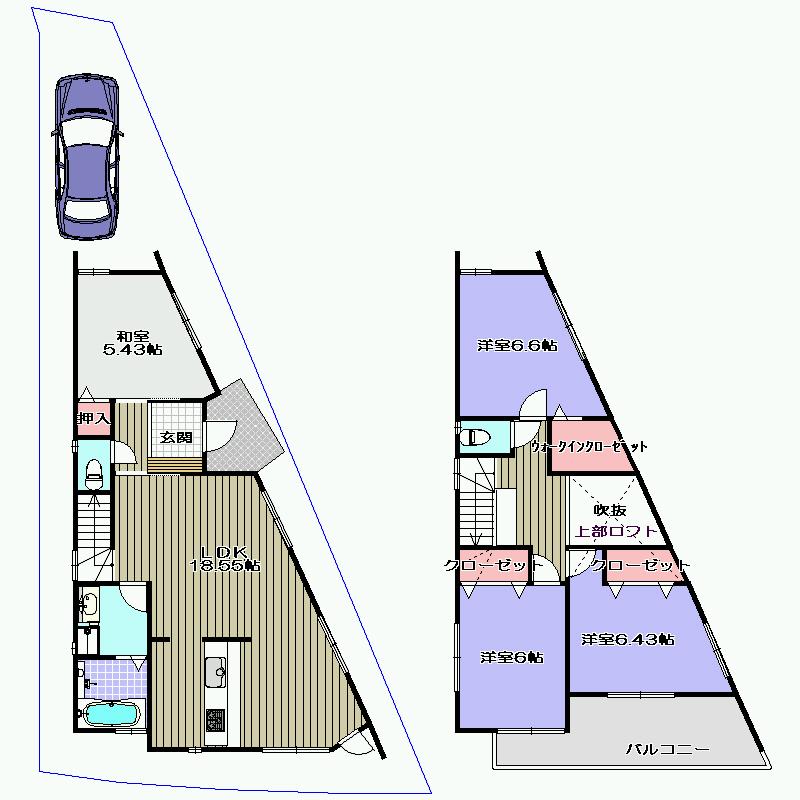 Floor plan. 36,800,000 yen, 4LDK, Land area 115.97 sq m , Ingenuity of inspiring carpenters in building area 98.53 sq m every corner has been decorated! There is also a large loft on the second floor! 