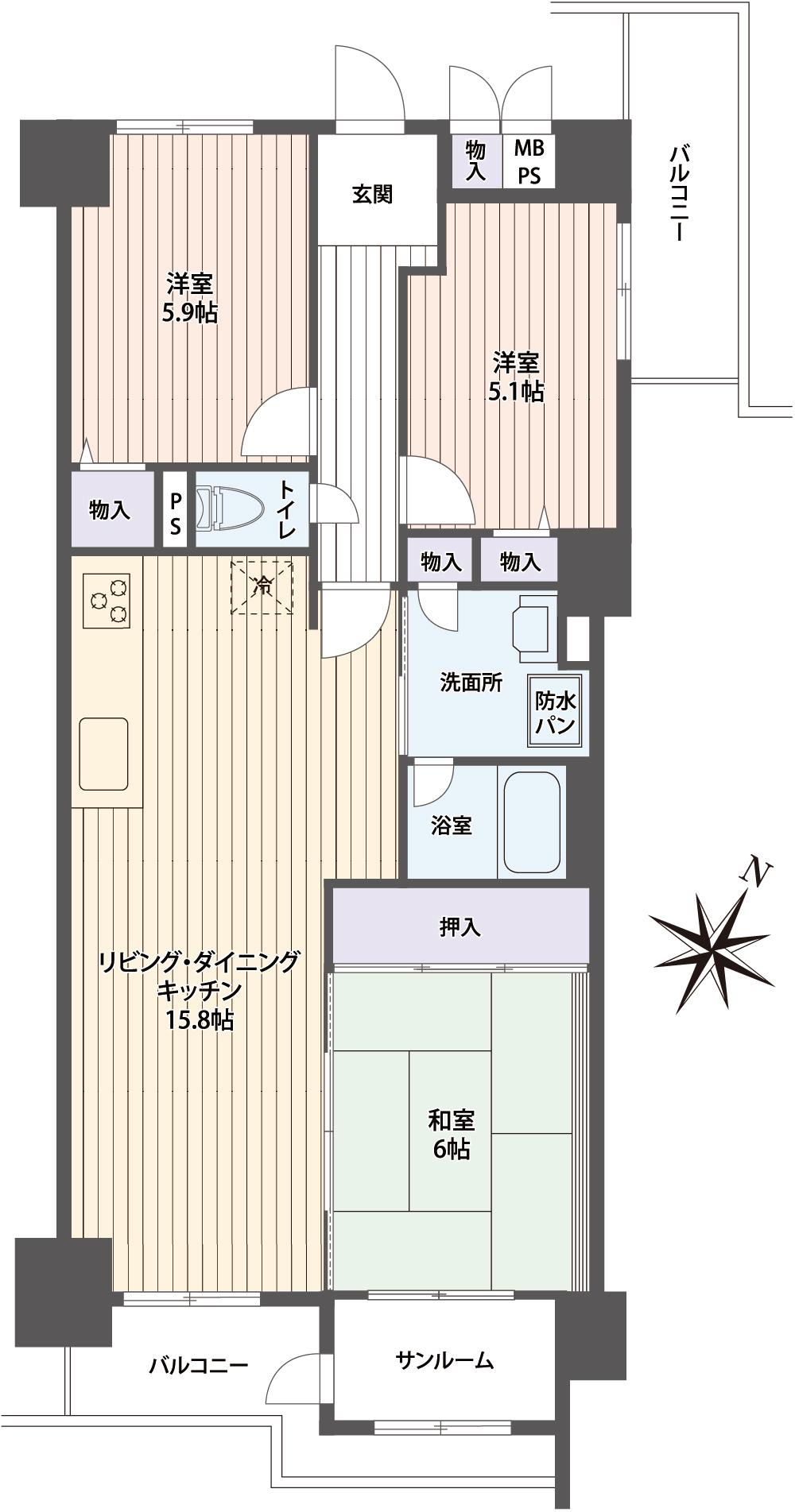 Floor plan. 3LDK + S (storeroom), Price 14.8 million yen, Occupied area 78.19 sq m , Balcony area 12.25 sq m